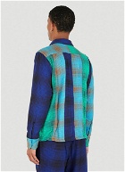 Ombre Plaid Patchwork Shirt in Blue