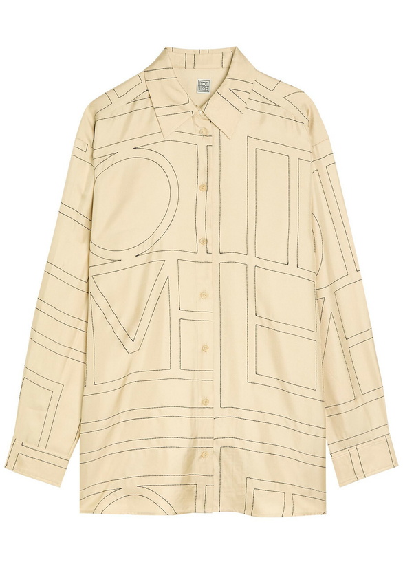 Photo: Toteme Logo-monogrammed Silk Shirt Off White