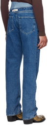 Y/Project Blue Asymmetric Waist Jeans