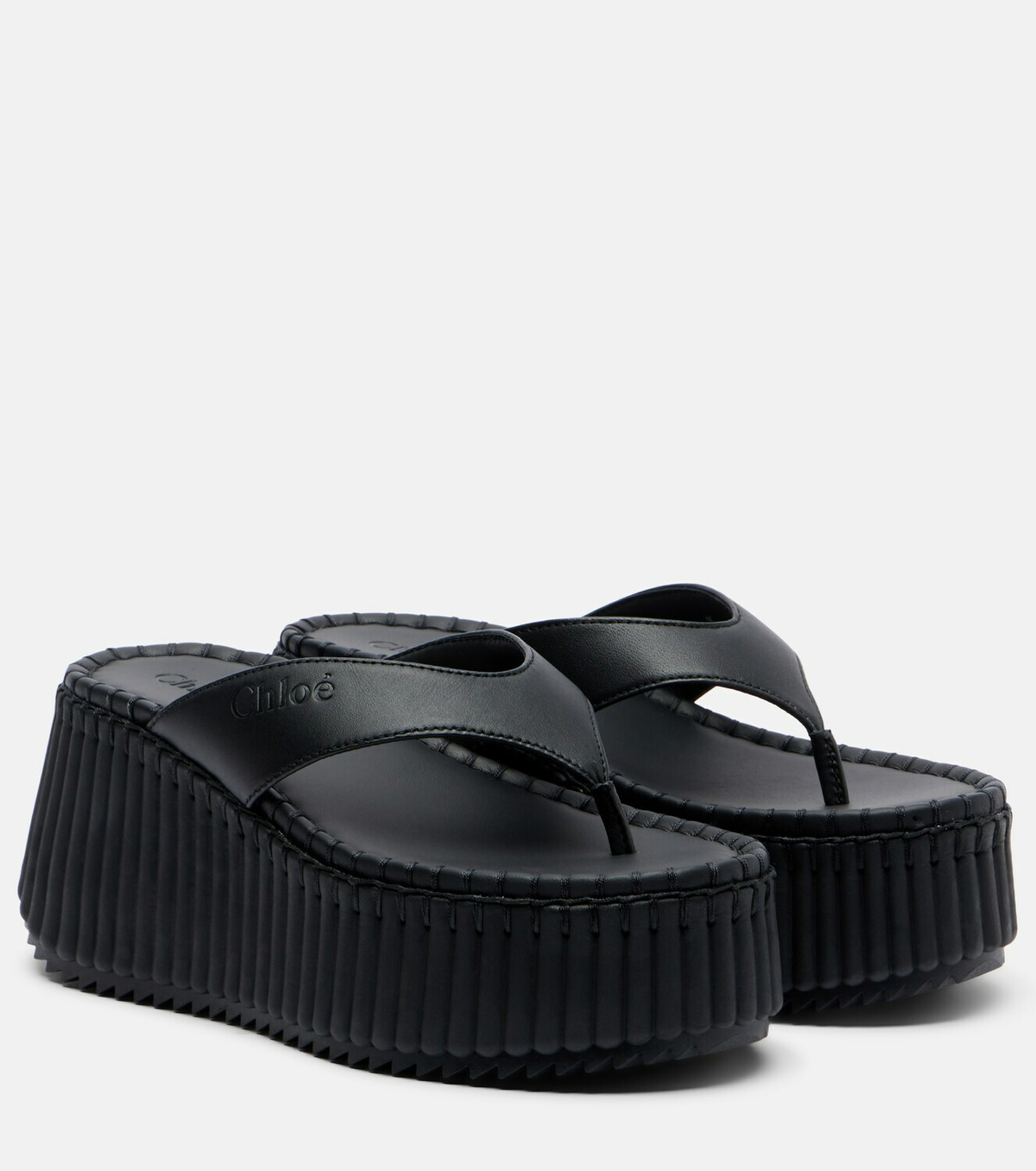 Chloé Nama leather platform thong sandals