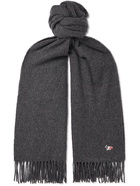 MAISON KITSUNÉ - Logo-Appliquéd Fringed Virgin Wool Scarf