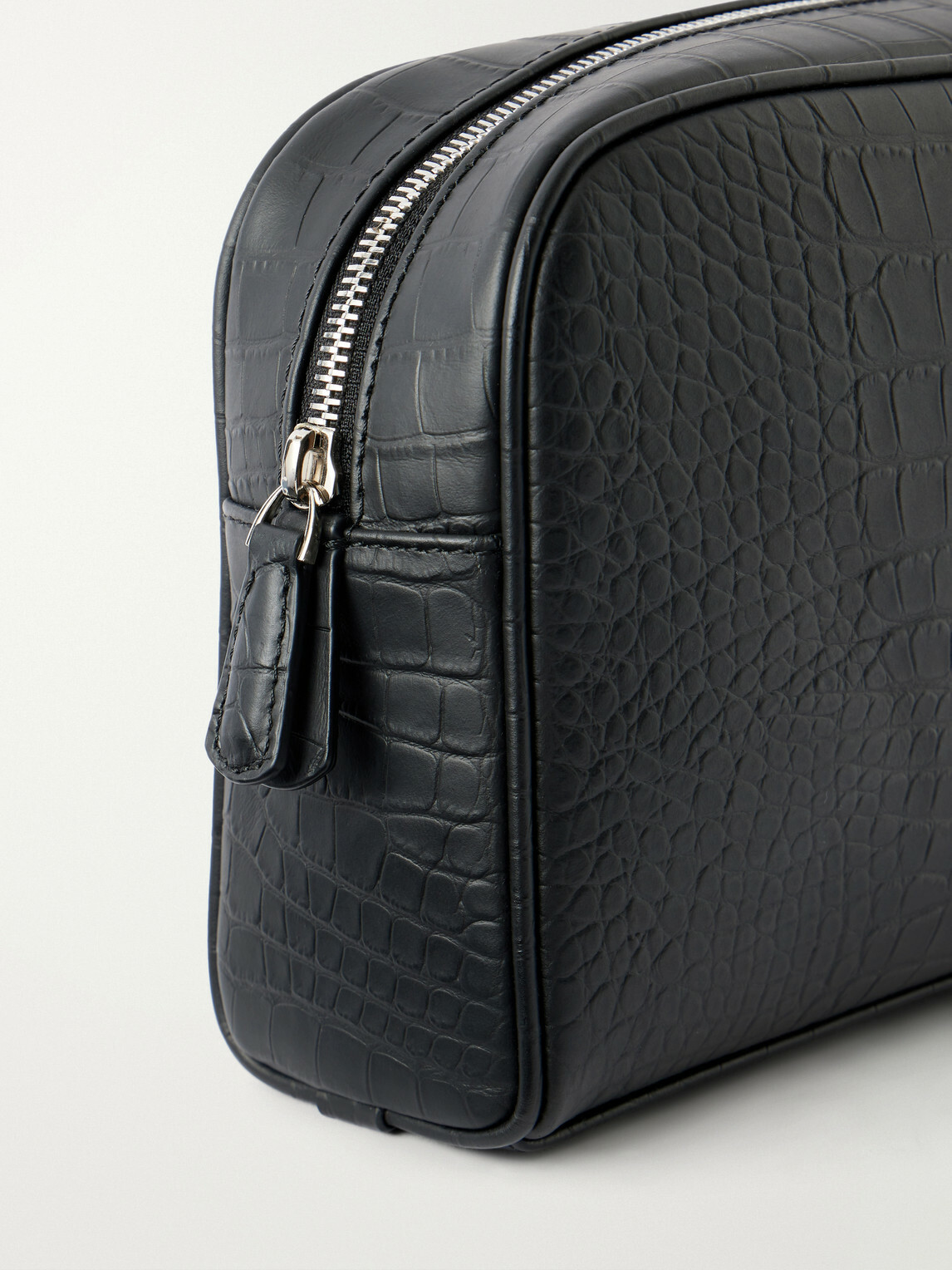 George Cleverley - Croc-Effect Leather Wash Bag - Black
