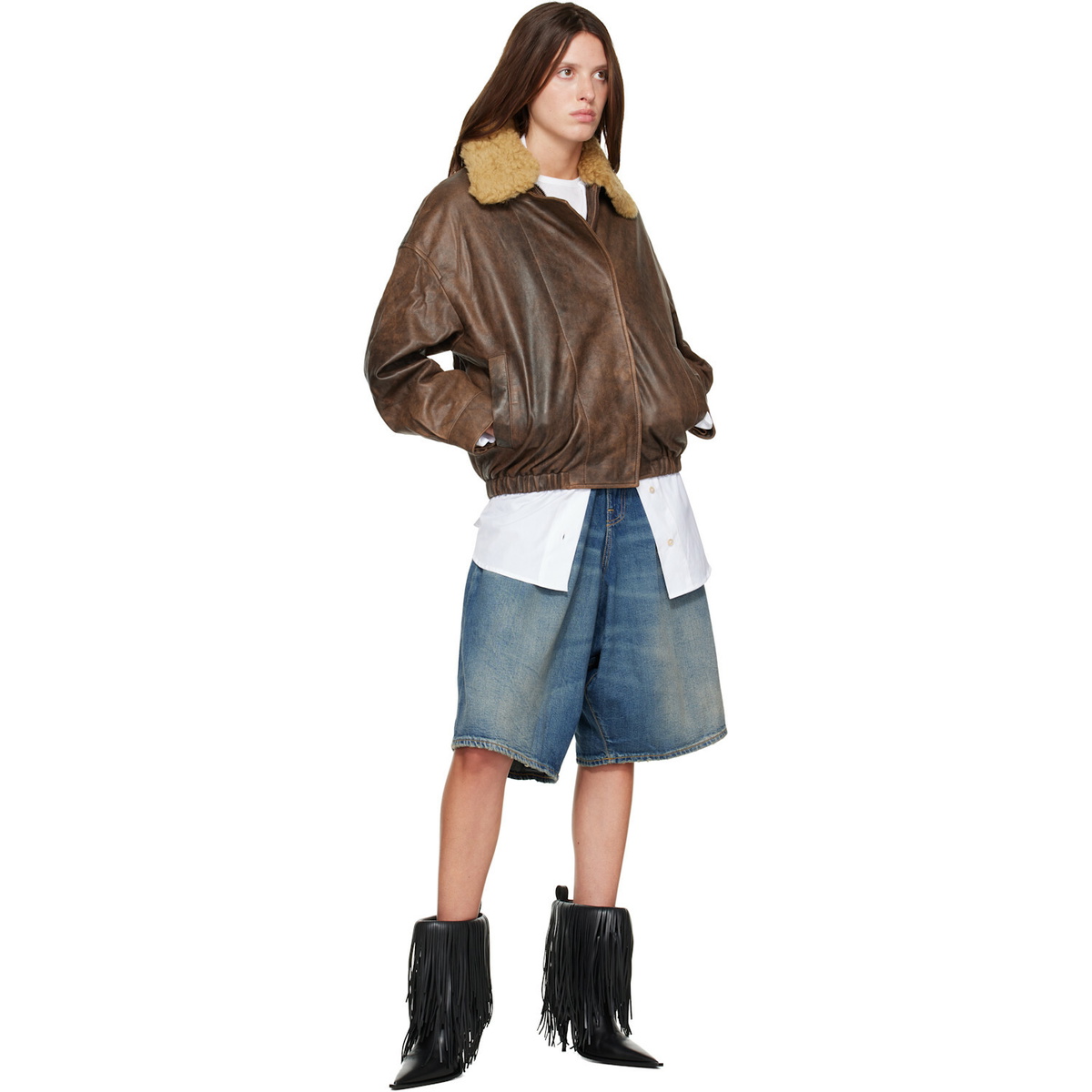 R13 Indigo Jesse Denim Shorts