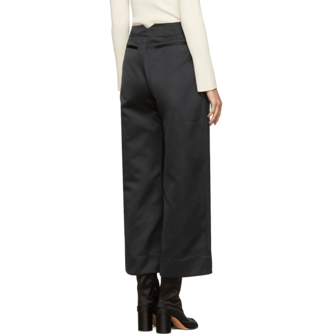 Nomia Black Satin Wide-Leg Trousers