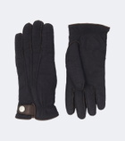 Brunello Cucinelli Leather-trimmed shearling gloves