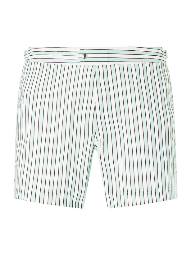 Photo: TOM FORD - Straight-Leg Short-Length Striped Swim Shorts - Green