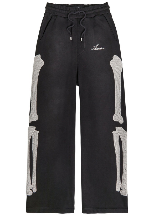 Photo: Amiri Amiri Bones Embroidered Cotton Sweatpants Black
