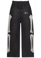 Amiri Amiri Bones Embroidered Cotton Sweatpants Black