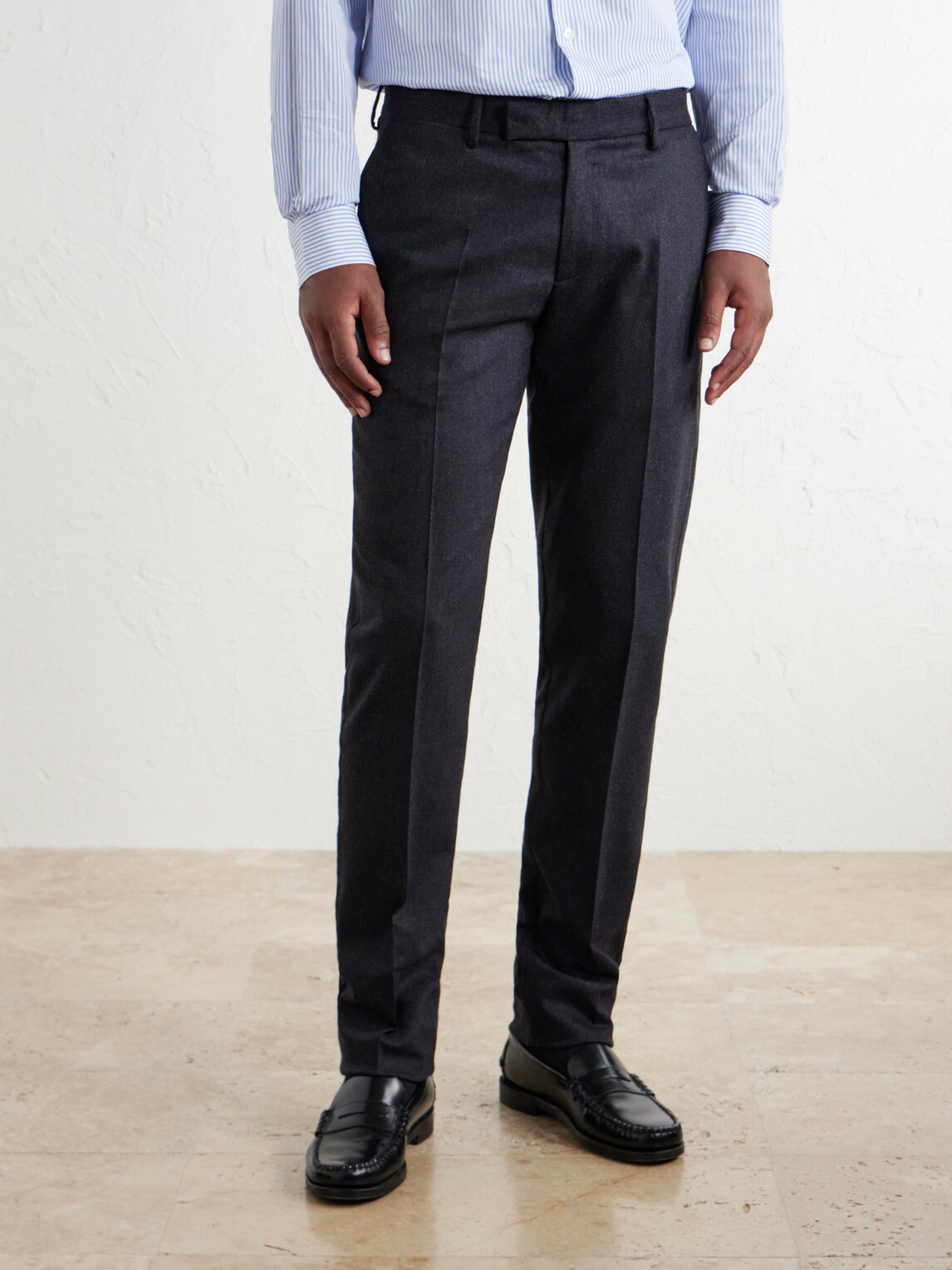 Sunspel - Straight-Leg Stretch Wool-Blend Flannel Trousers - Gray