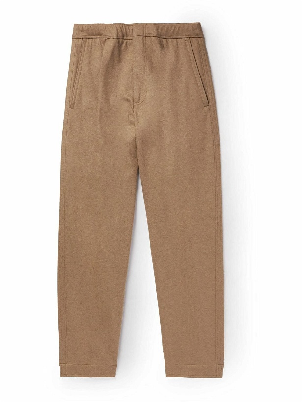 Photo: Zegna - Tapered Pleated Camel Hair and Cotton-Blend Sweatpants - Brown