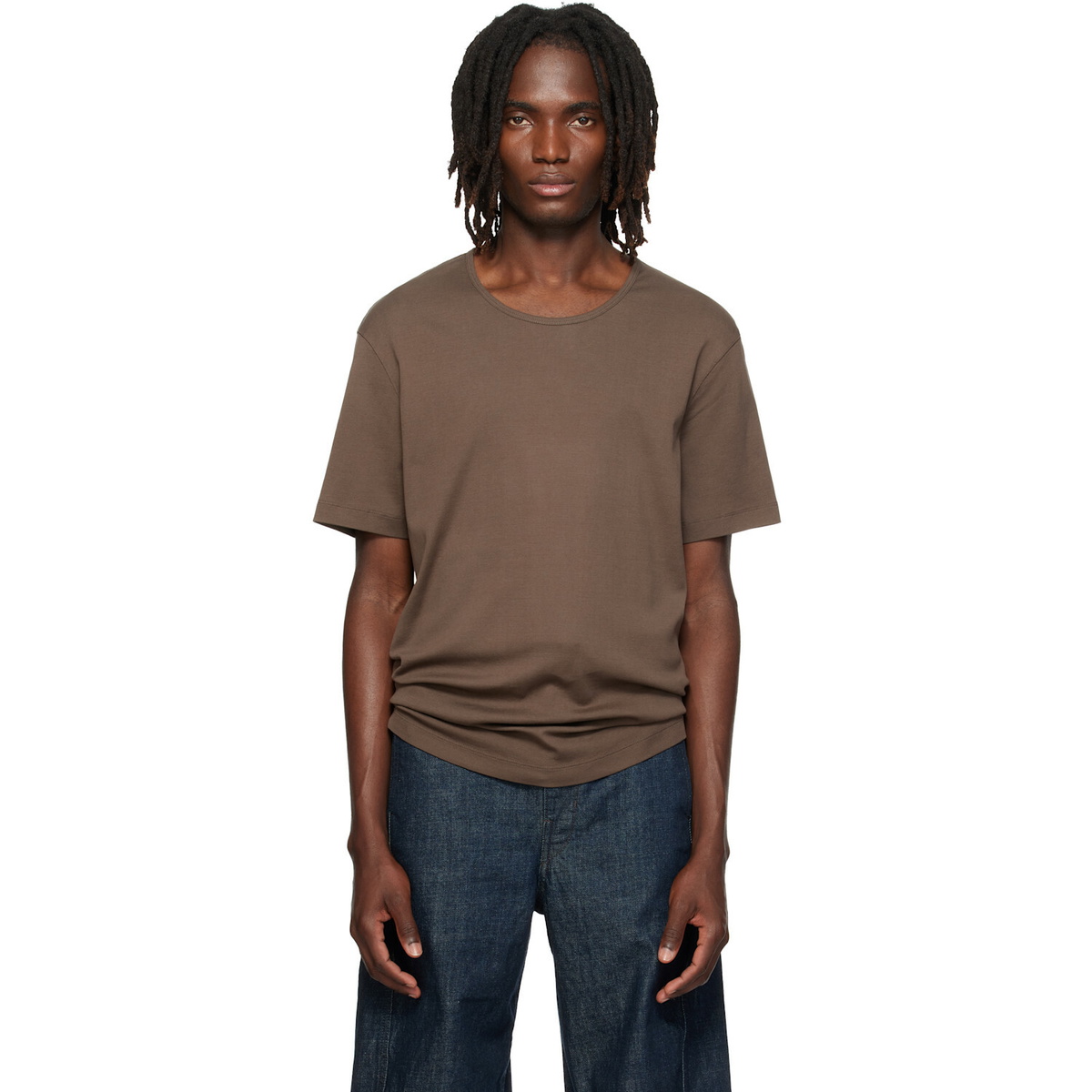 LEMAIRE Brown Scoop-Neck T-shirt