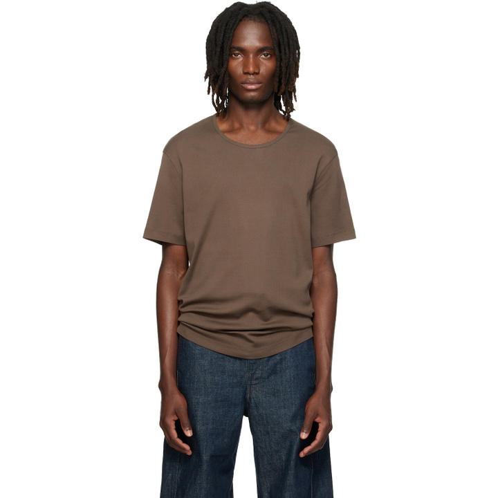 Photo: LEMAIRE Brown Scoop-Neck T-shirt