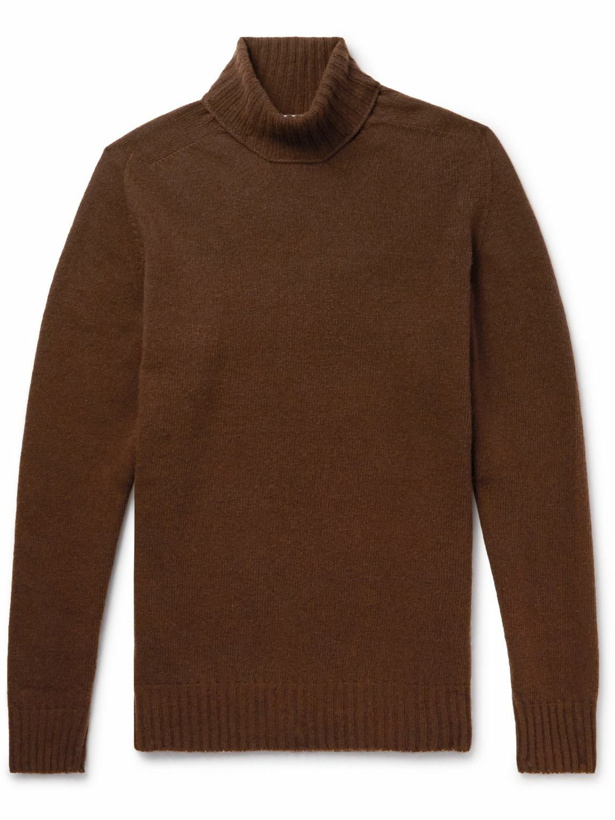 Photo: Officine Générale - Slim-Fit Merino Wool and Cashmere-Blend Rollneck Sweater - Brown
