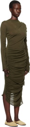 ISSEY MIYAKE Green Ambiguous Wool Midi Dress