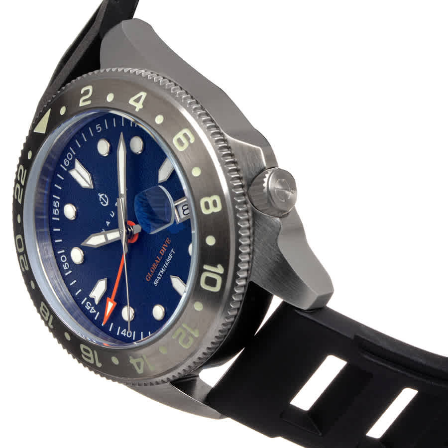 Nautis Global Dive Blue Dial Black Rubber Mens Watch 18093R-F