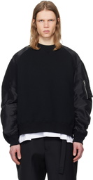 sacai Black Sponge Sweat x Nylon Twill Pullover Sweatshirt