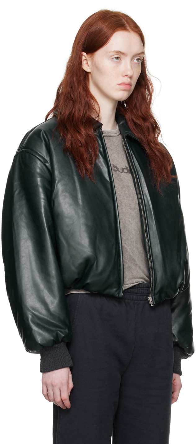 Acne Studios Green Coated Faux-Leather Jacket Acne Studios