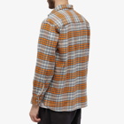 Universal Works Men's Brushed Flannel Square Pocket Shirt in Grey/Orange Check