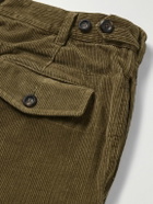 Drake's - Games Tapered Pleated Cotton-Corduroy Trousers - Green