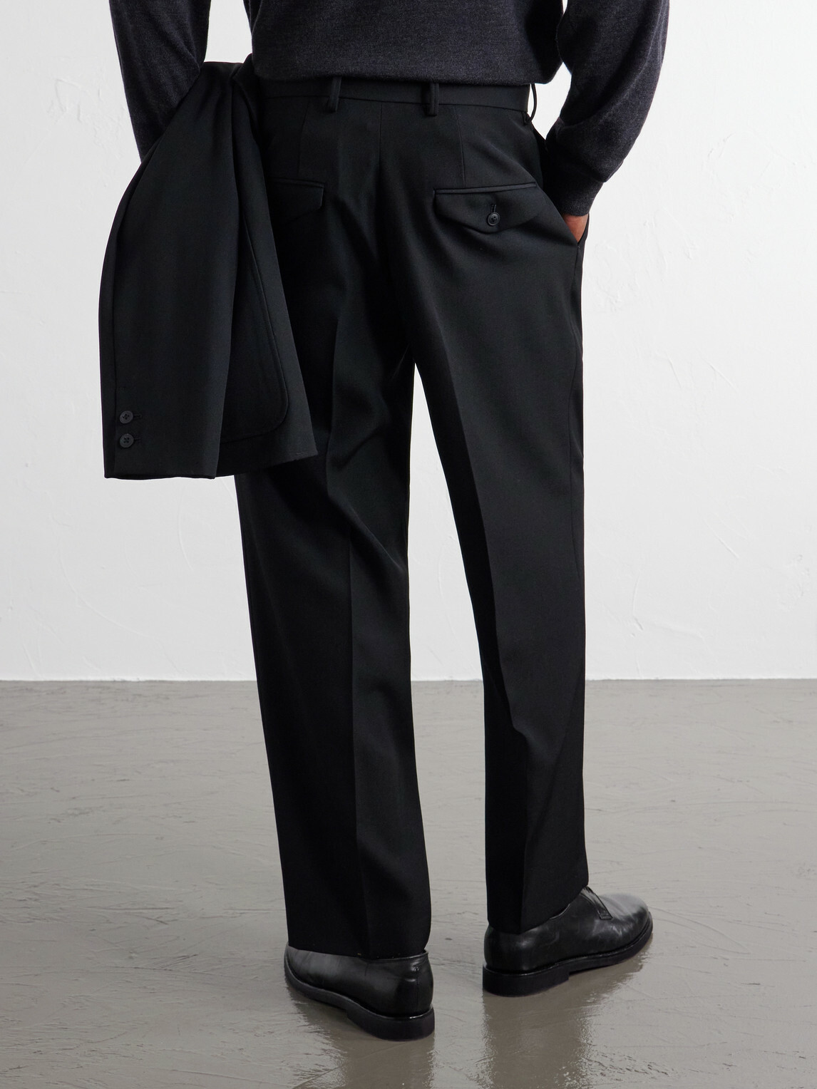 ATON - Pleated Tapered Wool-Twill Suit Trousers - Black