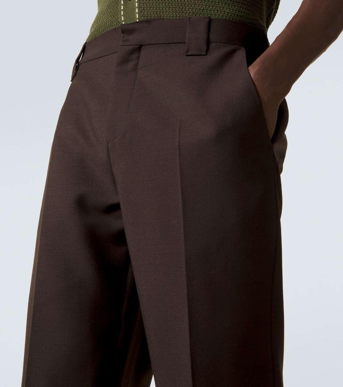 Versace Cropped wool and mohair straight pants