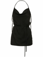 ST.AGNI Textured Silk Open Back Top