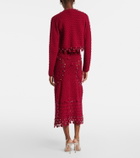 Rabanne Embellished crochet cotton midi skirt