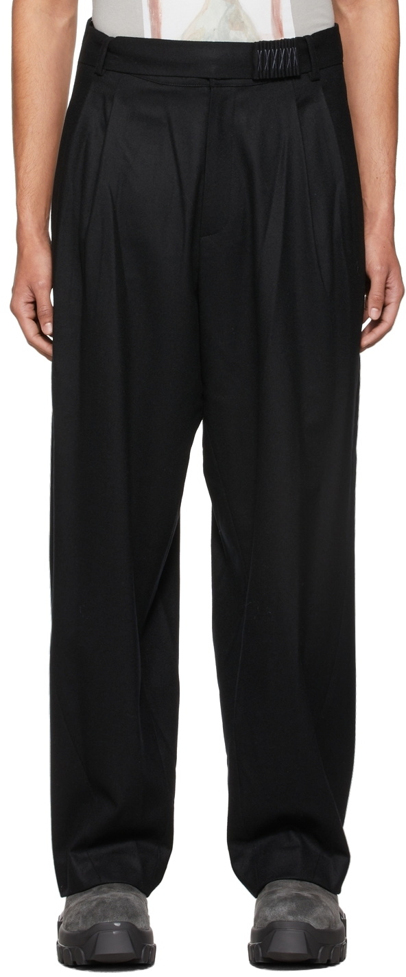 Hyein Seo Black Wool Wide-Leg Trousers Hyein Seo