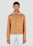 Gucci - Hooded Logo Patch Jacket in Brown
