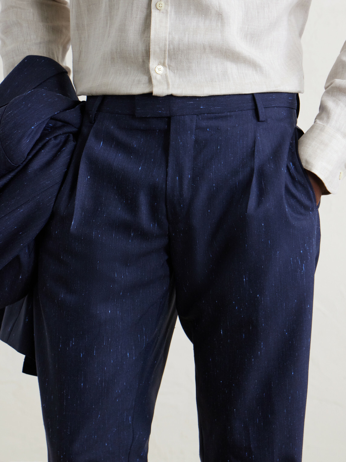 Mr P. - Slim-Fit Pleated Wool and Silk-Blend Dupioni Suit Trousers - Blue