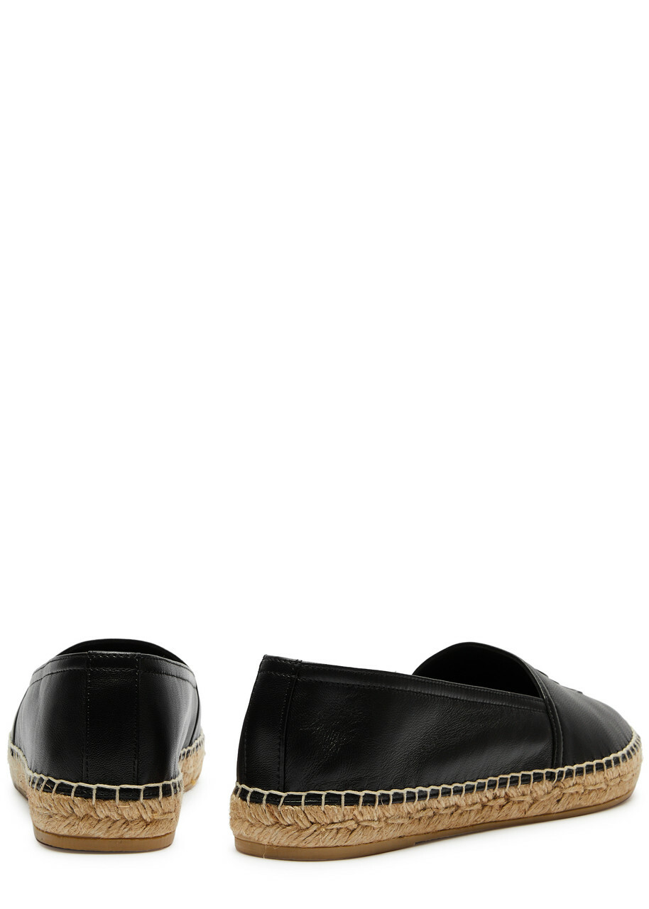 Saint Laurent Logo-embossed Leather Espadrilles Black