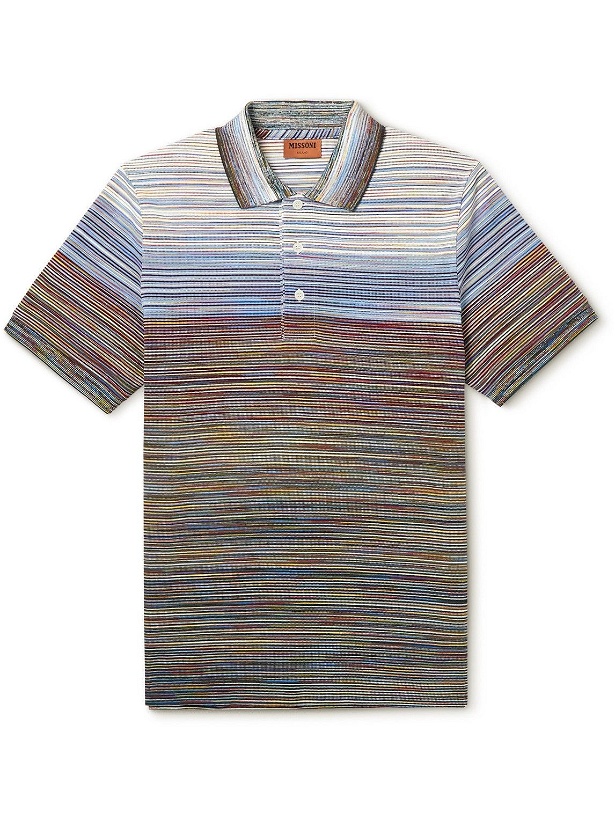 Photo: Missoni - Striped Cotton-Piqué Polo Shirt - Blue