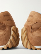 Bottega Veneta - Orbit Leather and Shell-Trimmed Suede Sneakers - Brown