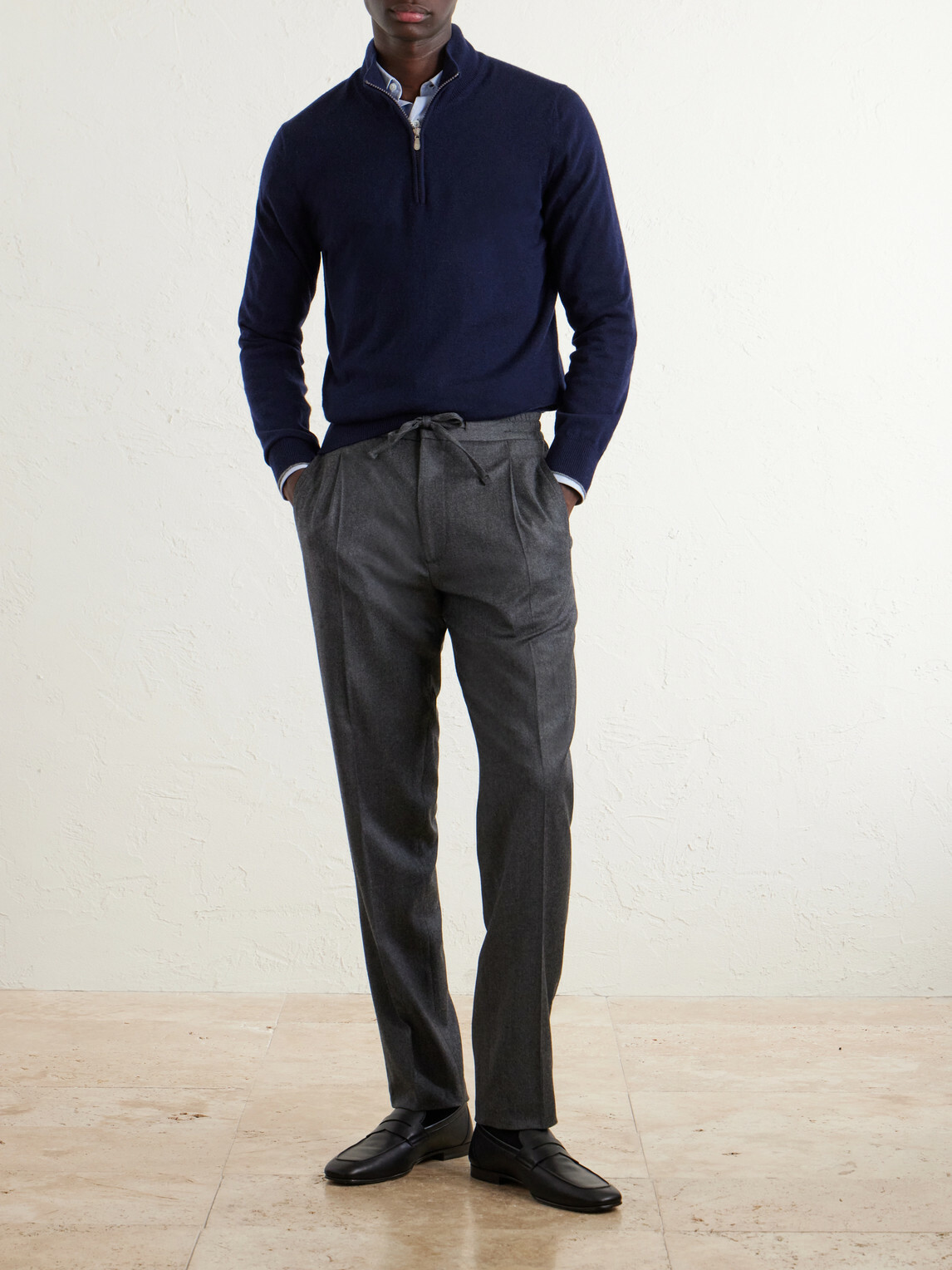 Lardini - Straight-Leg Wool and Cashmere-Blend Flannel Trousers - Gray
