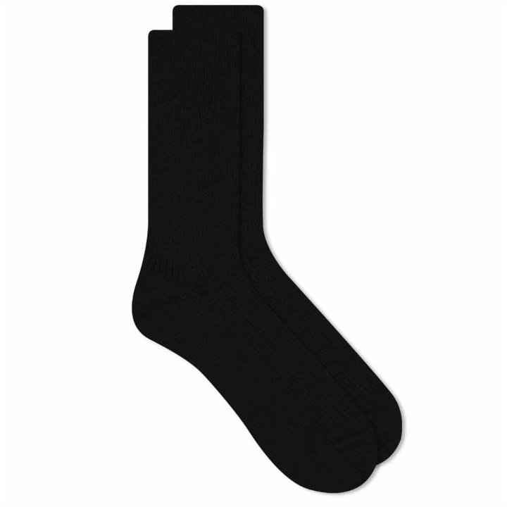 Photo: Auralee Men's Cotton Cashmere Chunky Socks in Black