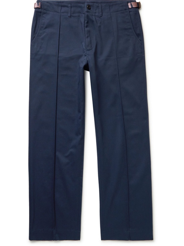 Photo: Nicholas Daley - Pleated Cotton-Blend Twill Trousers - Blue