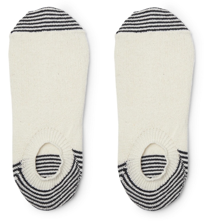 Photo: Anonymous Ism - Striped Knitted No-Show Socks - White