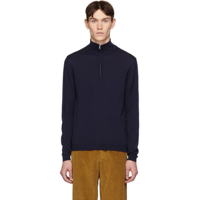 Photo: Norse Projects Navy Merino Half-Zip Fjord Pullover
