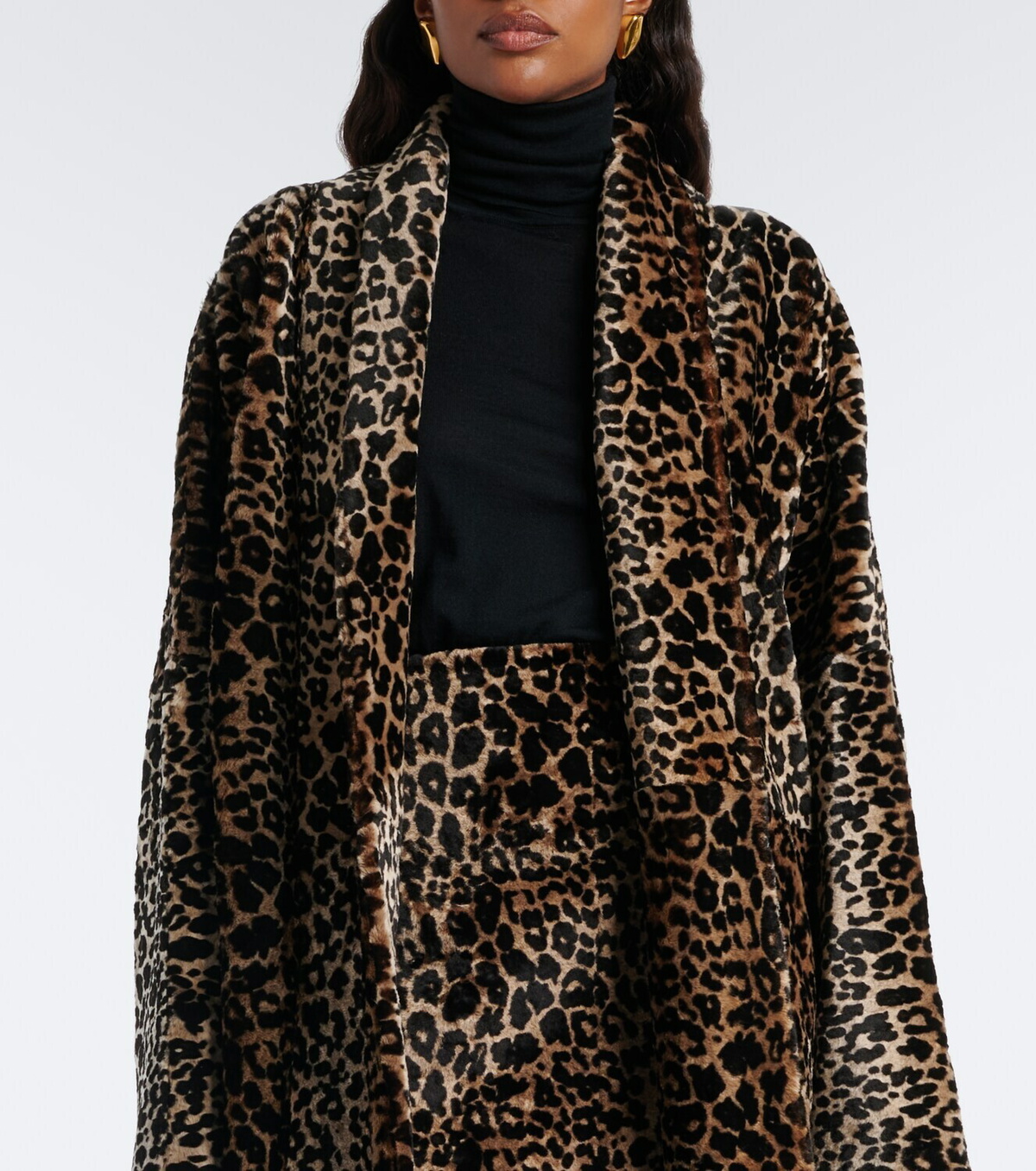 Nour Hammour Raquel leopard-print shearling wrap coat