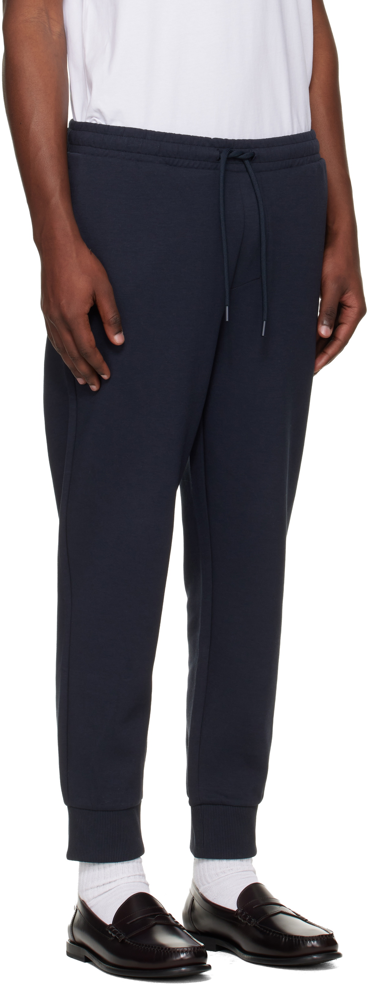BOSS Navy Stretch-Cotton Logo Detail Track Pants