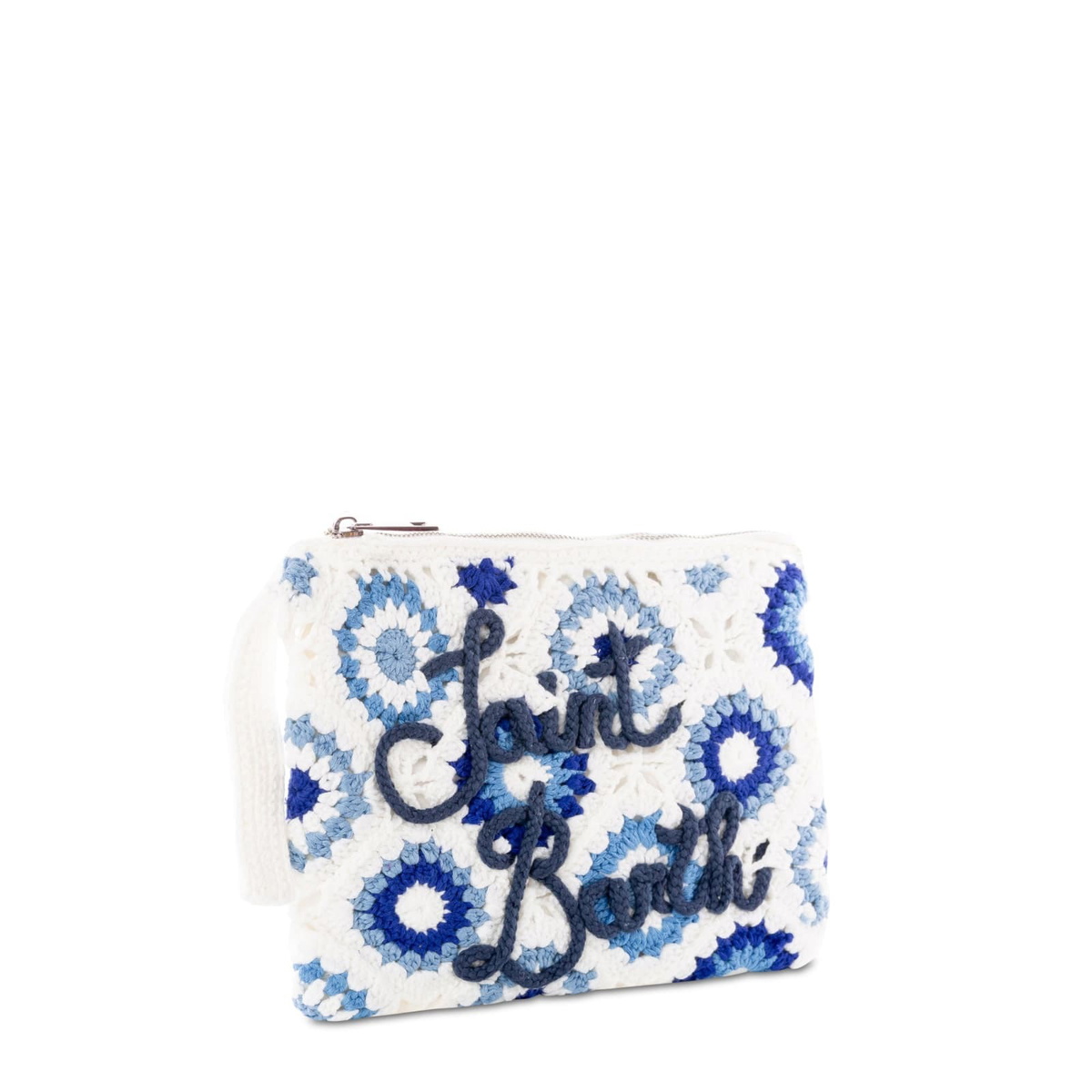 MC2 Saint Barth Parisienne White Crochet Pouch Bag With Saint Barth Embroidery