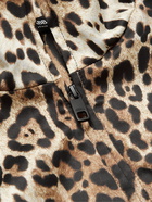 DOLCE & GABBANA - Colour-Block Leopard-Print Shell Jacket - Brown