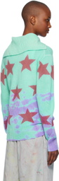 The Elder Statesman Blue Star Dye Collar Cardigan