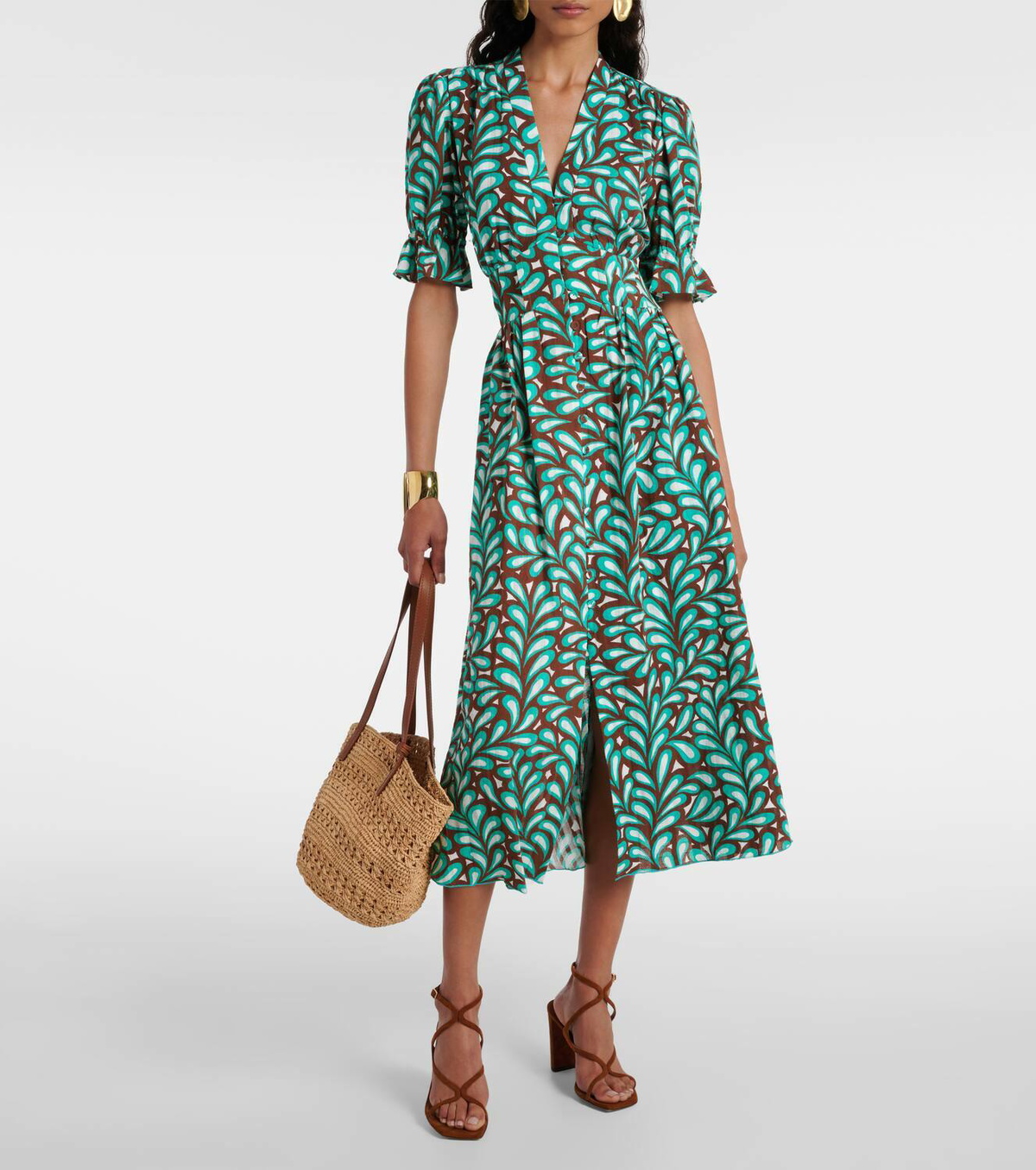 DVF ワンピース Erica printed cotton midi dress952478 DIANE VON FURSTENBERG Erica printed stretch-cotton poplin