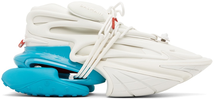 Photo: Balmain White & Blue Unicorn Sneakers