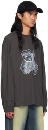 We11done Gray Necklace Teddy Long Sleeve T-Shirt
