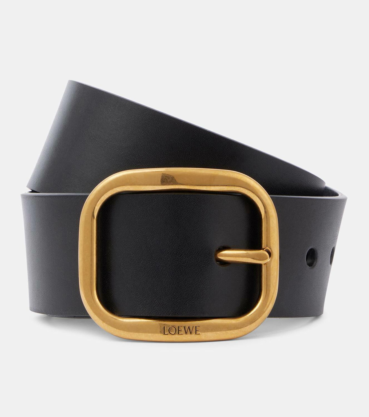ベルト Loewe Dark brown leather belt Loewe - Dark Brown & Gold Round Soft Leather Belt