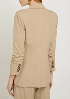 Veronica Beard Battista Gathered-sleeve Woven Blazer Khaki