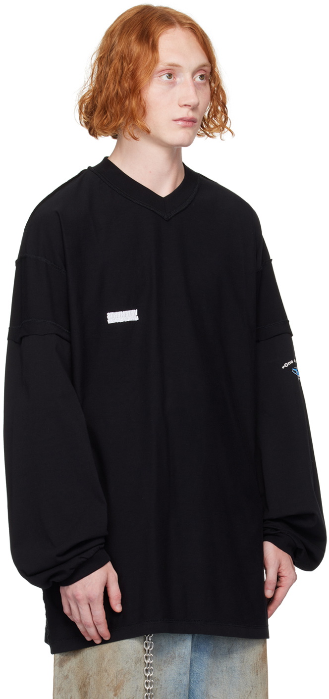 [VETEMENTS] 18AW ヘビーコットン インサイドアウト Tシャツ S VETEMENTS Black 'Limited Edition' Inside Out Long Sleeve T-Shirt