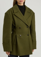 Remain BY Birger Christensen Double-breasted Wool-blend Peacoat Olive